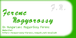 ferenc mogyorossy business card